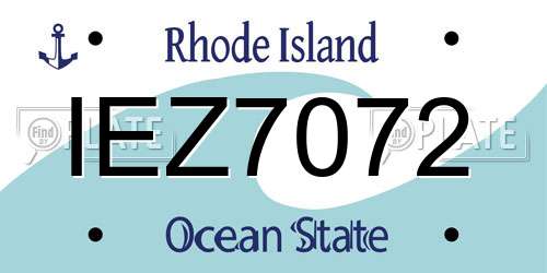 IEZ7072 Rhode Island License Plate