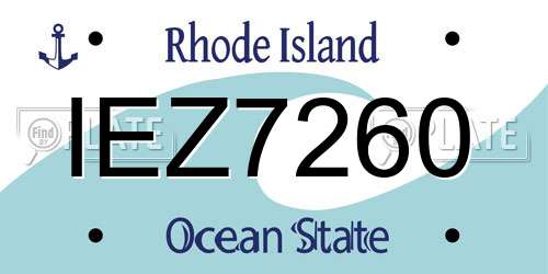 IEZ7260 Rhode Island License Plate