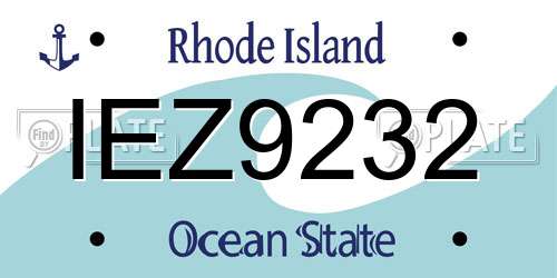 IEZ9232 Rhode Island License Plate