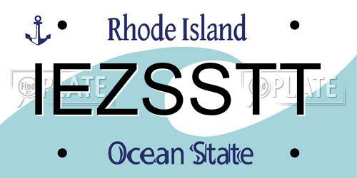 IEZSSTT Rhode Island License Plate