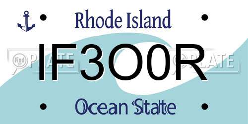 IF3O0R Rhode Island License Plate
