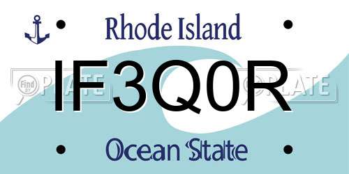 IF3Q0R Rhode Island License Plate
