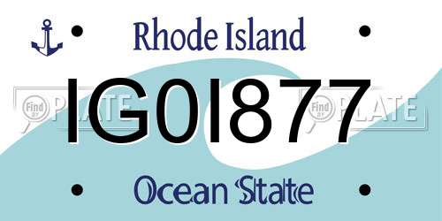 IG0I877 Rhode Island License Plate