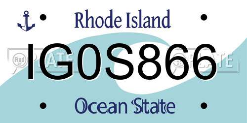 IG0S866 Rhode Island License Plate