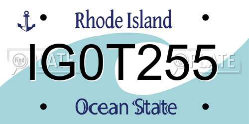 IG0T255 Rhode Island License Plate