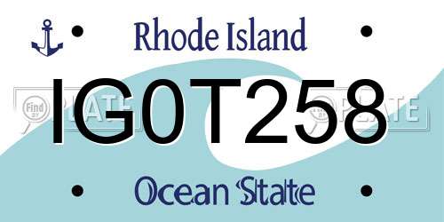 IG0T258 Rhode Island License Plate