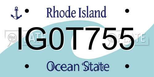 IG0T755 Rhode Island License Plate