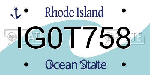 IG0T758 Rhode Island License Plate