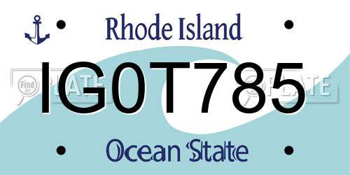 IG0T785 Rhode Island License Plate