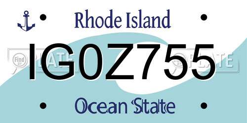 IG0Z755 Rhode Island License Plate