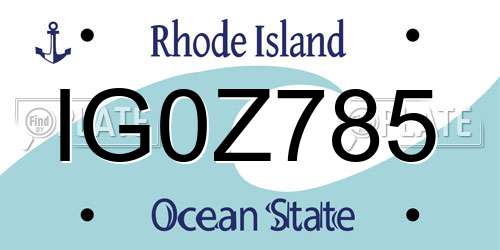IG0Z785 Rhode Island License Plate