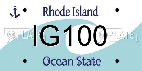 IG100 Rhode Island License Plate