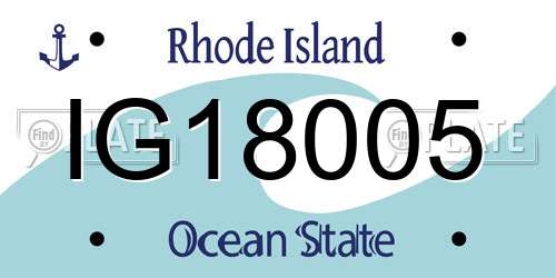 IG18005 Rhode Island License Plate