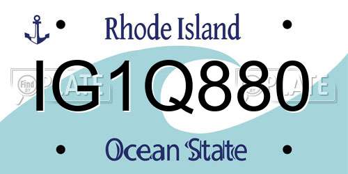 IG1Q880 Rhode Island License Plate