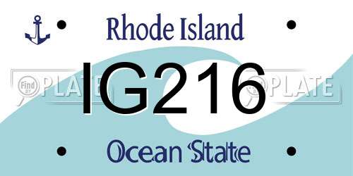 IG216 Rhode Island License Plate