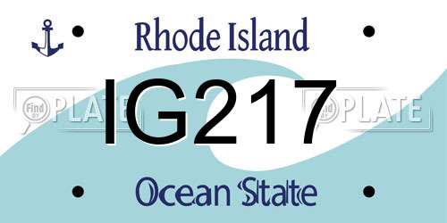 IG217 Rhode Island License Plate