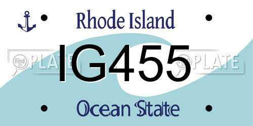 IG455 Rhode Island License Plate