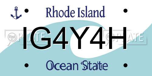 IG4Y4H Rhode Island License Plate