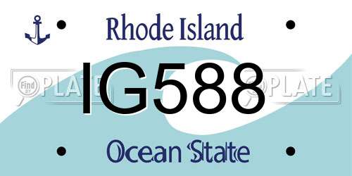IG588 Rhode Island License Plate