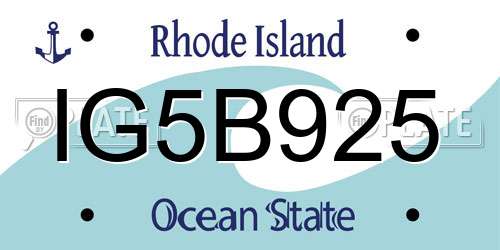 IG5B925 Rhode Island License Plate