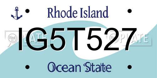 IG5T527 Rhode Island License Plate