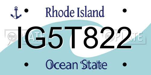 IG5T822 Rhode Island License Plate