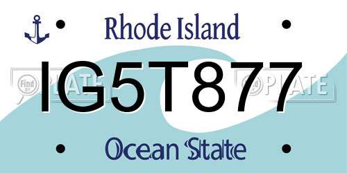 IG5T877 Rhode Island License Plate