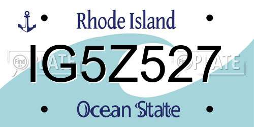 IG5Z527 Rhode Island License Plate
