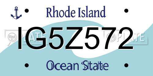 IG5Z572 Rhode Island License Plate