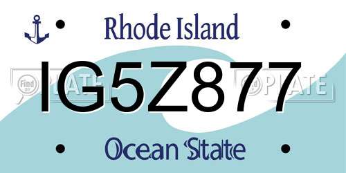 IG5Z877 Rhode Island License Plate
