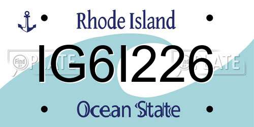 IG6I226 Rhode Island License Plate