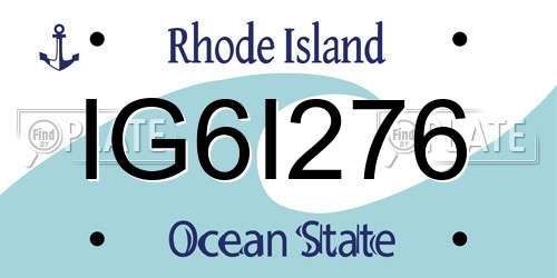 IG6I276 Rhode Island License Plate