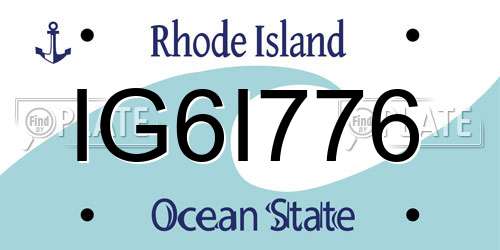 IG6I776 Rhode Island License Plate