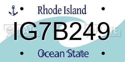 IG7B249 Rhode Island License Plate