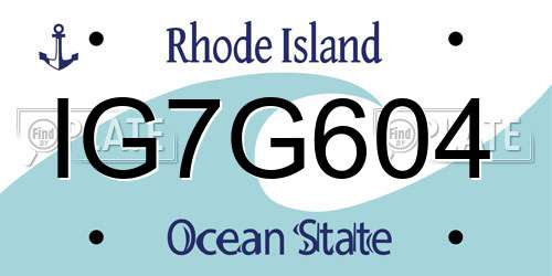 IG7G604 Rhode Island License Plate