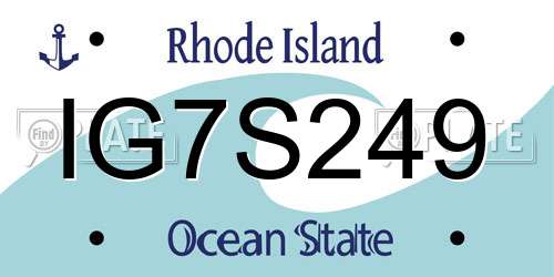 IG7S249 Rhode Island License Plate