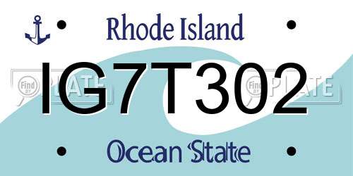 IG7T302 Rhode Island License Plate