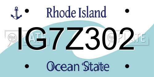 IG7Z302 Rhode Island License Plate