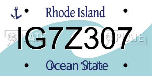 IG7Z307 Rhode Island License Plate