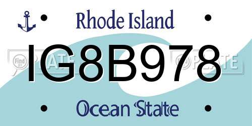 IG8B978 Rhode Island License Plate