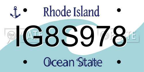 IG8S978 Rhode Island License Plate