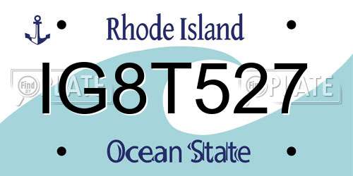 IG8T527 Rhode Island License Plate
