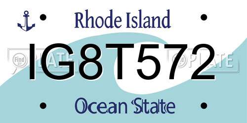 IG8T572 Rhode Island License Plate