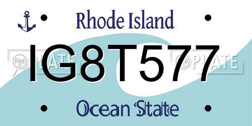 IG8T577 Rhode Island License Plate