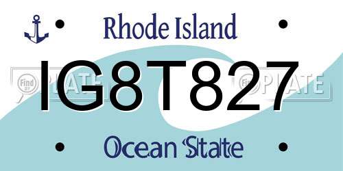 IG8T827 Rhode Island License Plate