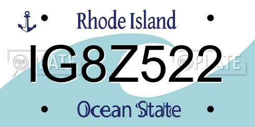 IG8Z522 Rhode Island License Plate