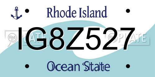 IG8Z527 Rhode Island License Plate