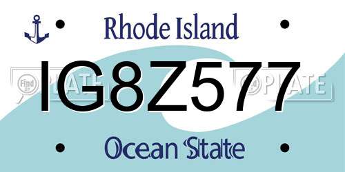 IG8Z577 Rhode Island License Plate