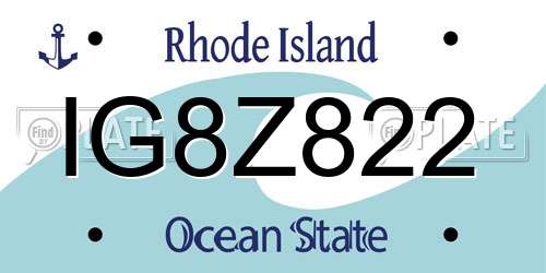 IG8Z822 Rhode Island License Plate