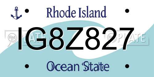 IG8Z827 Rhode Island License Plate